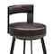 Armen Living Lynof Swivel Counter Stool in Brown Metal with Brown Faux Leather 840254335448 - alternate 4